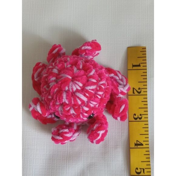 Handmade Small Pink & Purple Soft Plush Mini Amigurumi Stuffed Crochet Octopus - Picture 7 of 8